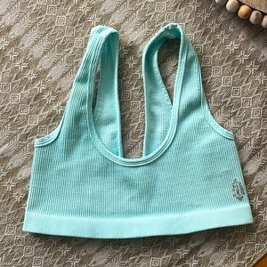 FREE PEOPLE Movement M/L Happiness Runs Scoop Neck Sport Bra Top Aqua Blue